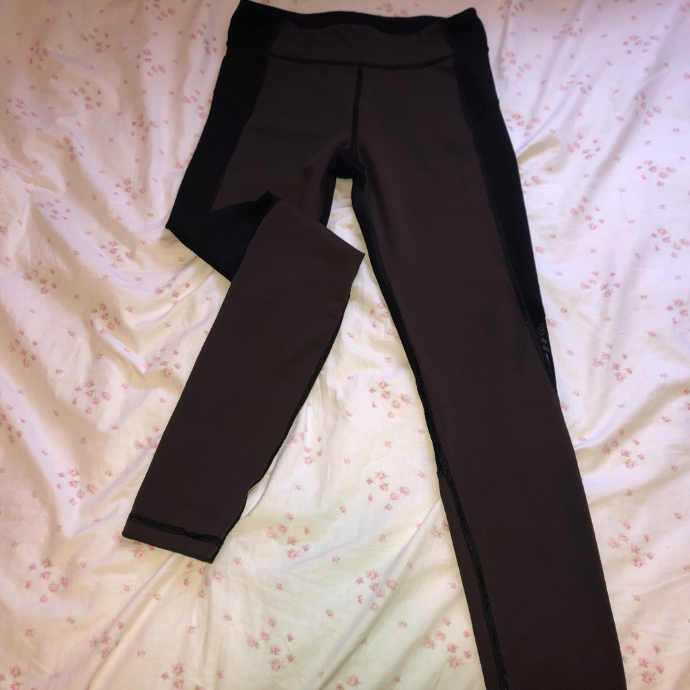 Black/Brown Workout Leggings (with sheer section)